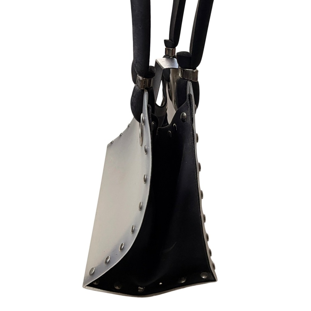 Ax Paris Frosted Translucent Studded Handbag Black Silver Industrial Modern Bag - Picture 2 of 4